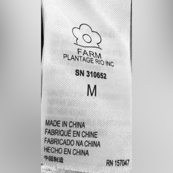 Farm Rio Ondina Linen blend Midi Dress with Cutout Waist in Blue & White Size M - Picture 12 of 13